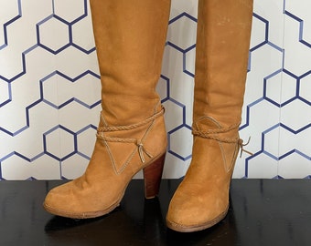 Sexy, vintage Zodiac boots/Buckskin/knee high