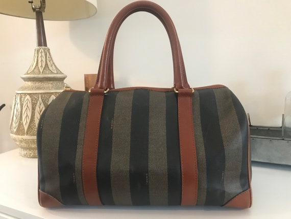 Amazing Vintage Fendi Pequin Boston Bag 