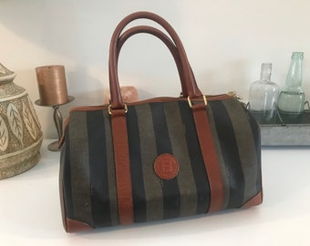 FENDI Authentic Vintage Stripe Pattern Boston Small Bag - Etsy