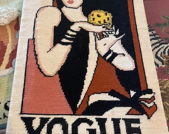 Vtg. Vouge Needlepoint/Wall Art/Art Deco/Fashion