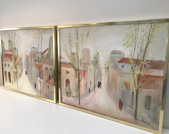 Gorgeous Vintage Edward Aval impressionistic Paintings.. Winter/Spring