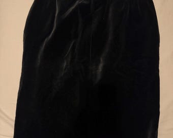 Vintage Yves Saint Laurent Rive Gauche Black Silk Velvet Skirt – Size 44 – Made in France