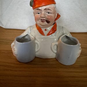 Vintage French ceramic condiment set mustard pot salt pepper shakers