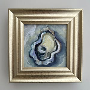 Oyster oil painting Seashell art Nautical wall art Seafood Marine still life Mussel Small kitchen painting Coastal home decor