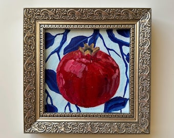 Pomegranate Oil Painting Still Life Fruit Art Kitchen Wall Decor Hand Painted Fine Art