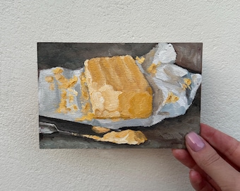 Butter painting Rustic kitchen art Food Still Life Small Irish Butter Dining Room Decor French Country Art