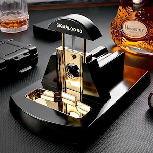Luxus Guillotine Zigarrenschneider - Premium Schwarz & Gold Metall | Präzisionsschneidwerkzeug