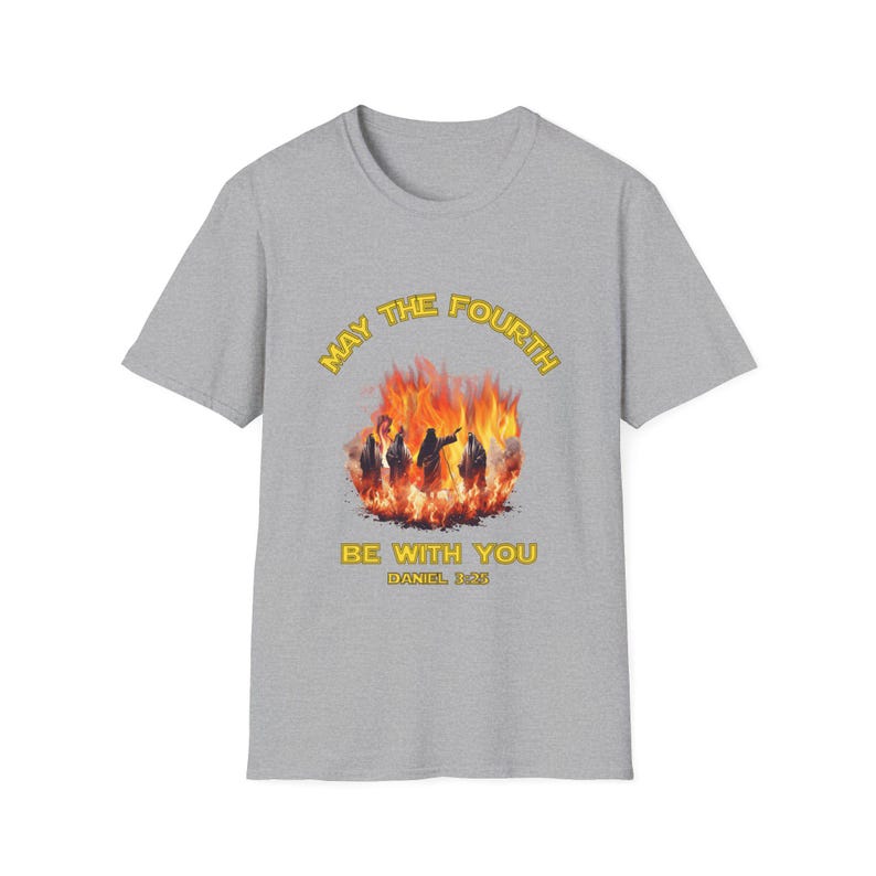 May the Fourth Be with You Unisex Softstyle T-Shirt, Jesus Graphic Tee, Fire Men Shirt, Religious Gift, Jesus Shirt, Christian May the Force image 4