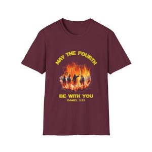 May the Fourth Be with You Unisex Softstyle T-Shirt, Jesus Graphic Tee, Fire Men Shirt, Religious Gift, Jesus Shirt, Christian May the Force image 5