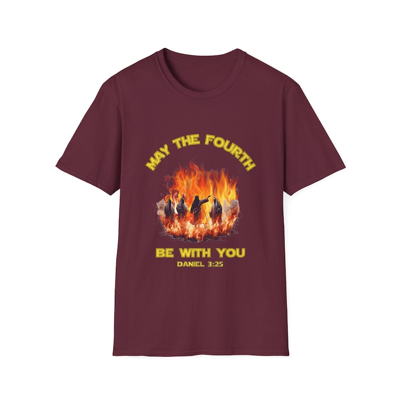 May the Fourth Be with You Unisex Softstyle T-Shirt, Jesus Graphic Tee, Fire Men Shirt, Religious Gift, Jesus Shirt, Christian May the Force image 5