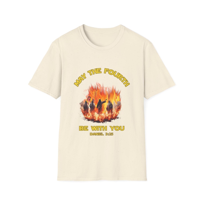 May the Fourth Be with You Unisex Softstyle T-Shirt, Jesus Graphic Tee, Fire Men Shirt, Religious Gift, Jesus Shirt, Christian May the Force image 7