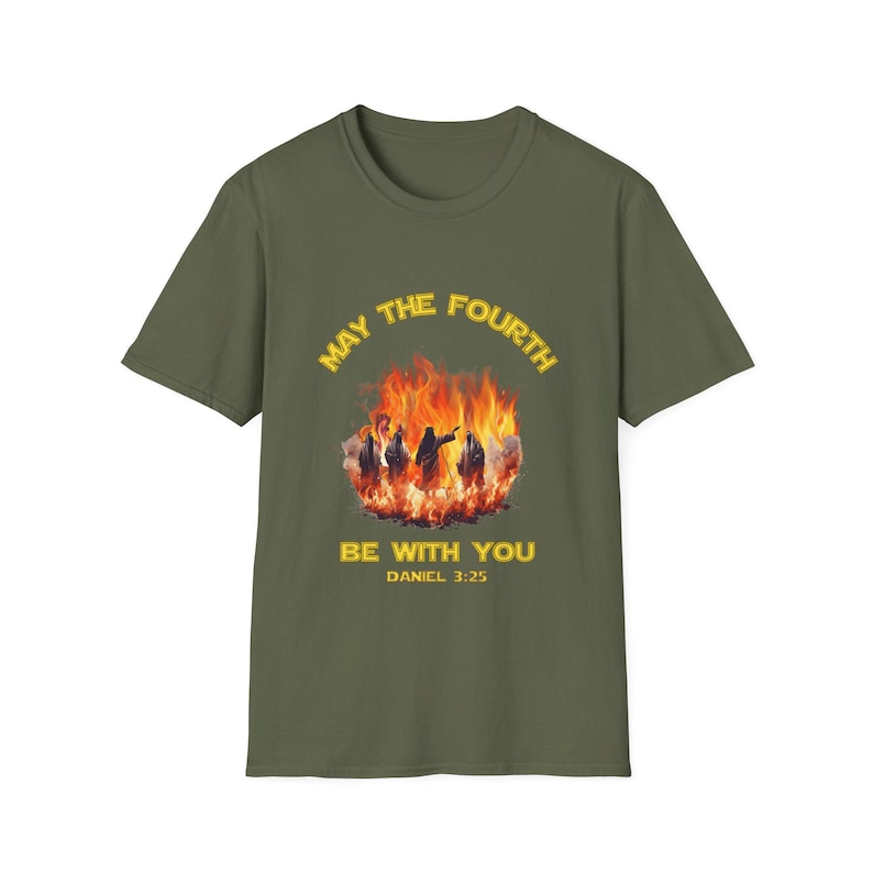 May the Fourth Be with You Unisex Softstyle T-Shirt, Jesus Graphic Tee, Fire Men Shirt, Religious Gift, Jesus Shirt, Christian May the Force image 8