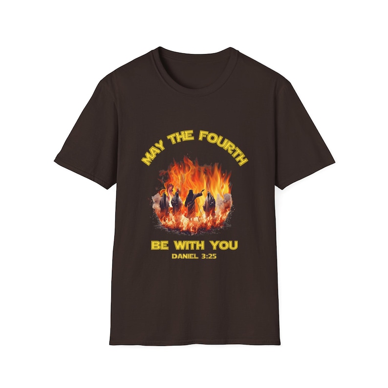 May the Fourth Be with You Unisex Softstyle T-Shirt, Jesus Graphic Tee, Fire Men Shirt, Religious Gift, Jesus Shirt, Christian May the Force image 6