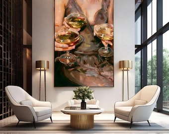 Champagne Toast Digital Art , Elegant Printable Wall Decor,Elegant Cocktail Wall Art,Digital Download Poster..Elegant Printable Wall Decor