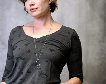 V-neck Top - Entomology Grey