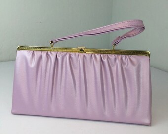 Never In Their Wildest Dreams - Vintage 1950s 1960s Lavender Purple Soft Vinyl Handbag Purse - Rare