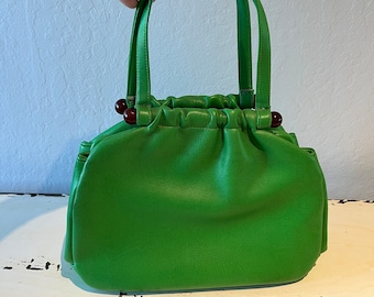 Basically Well Dressed - Vintage 1960s Shamrock Green Faux Leather Pouch Handbag Purse