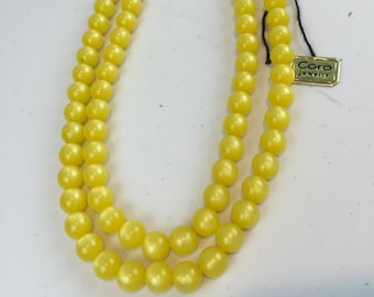 Moon Beam Moments - Vintage 1950s NOS Coro Yellow Moonglow Lucite Beads Necklace & Earring Set