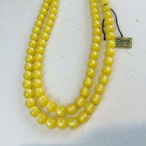 Moon Beam Moments Vintage 1950s NOS Coro Yellow Moonglow Lucite Beads Necklace & Earring Set image 1
