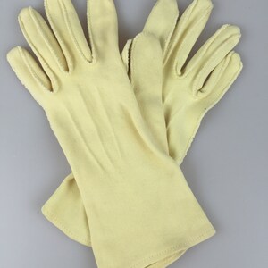 Alas She Had Waited Long Enough Vintage 1950s 1960s Shalimar Banana Yellow Nylon Over Wrist Gloves 7 image 5