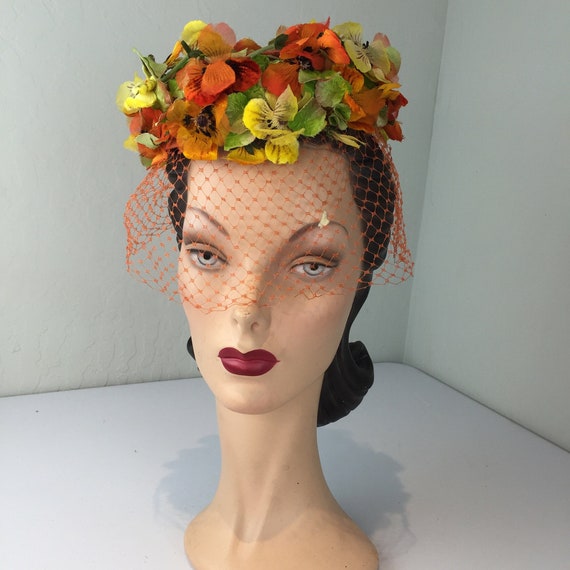 Do You See What We See? - Vintage 1950s 1960s Orange Pansies  display picture 3