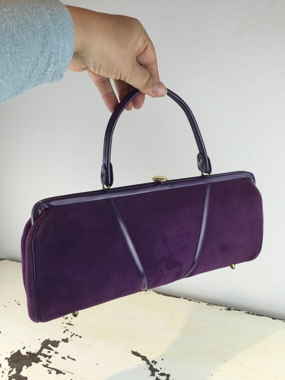 Power Play Purse - Vintage 1950s Dark Violet Purp… - image 1