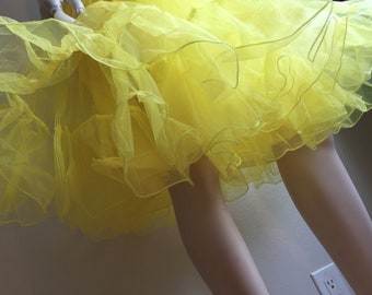 Bartender, I'll Have a Lemon Drop - Vintage 1990s Canary Yellow Two Layer Crinoline Petticoat - S