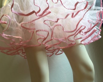 Happy Bubbles - Vintage 2000er Macht 1950er Jahre Blass Rosa Doppel-Crinoline-Petticoat - Groß
