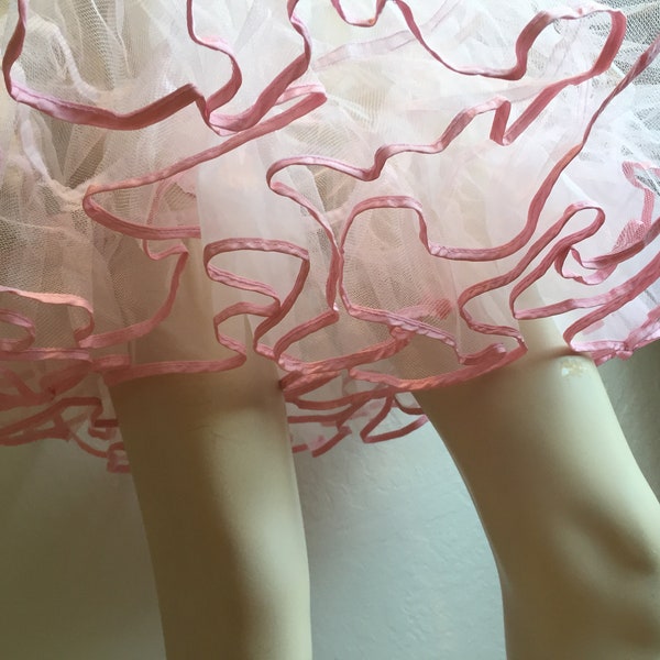 Happy Bubbles - Vintage 2000er Macht 1950er Jahre Blass Rosa Doppel-Crinoline-Petticoat - Groß