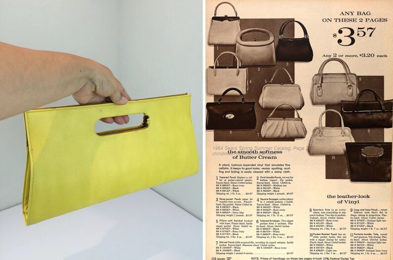 It Was Hers and Hers Alone Vintage 1960s Canary Yellow Faux Leather Clutch Handbag Purse image 2