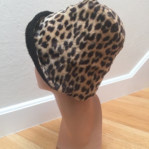 Avenue Book Browsing Vintage 1950s 1960s Faux Fur Leopard Cloche Beehive Slouch Convertible Hat image 7