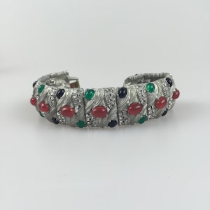 Look Upper West Side: vintage jaren 1940 jaren 1950 Ciner zilverkleurige Gripoix cabochon armband