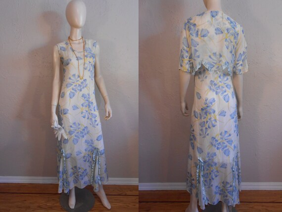 Off To the Races - Vintage 1930s Soft Blue  & Yel… - image 2