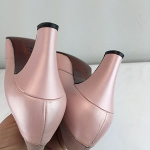 Fashion Made Easy Vintage 1960s NOS Shell Pink Muted Pearl & Nubuck Leather Heels 7.5/8AA image 8