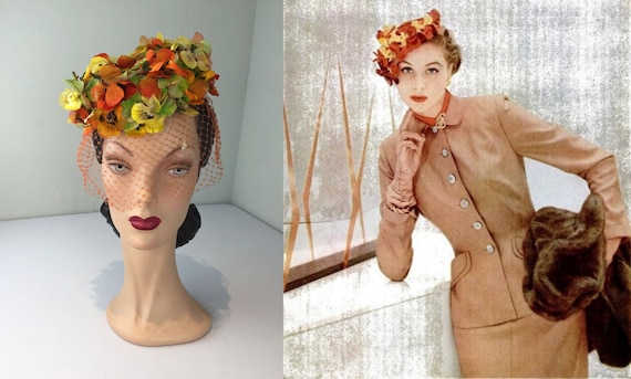 1950s flower veil hat pansies head piece This item is unavailable - Etsy main image 3