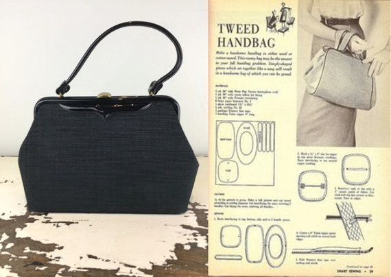 Tweedly Dee - Vintage 1950s 1960s Black Fabric w/… - image 2