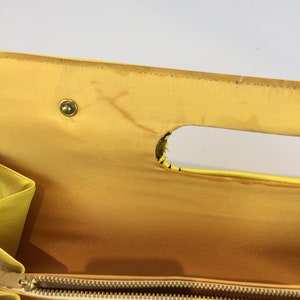 It Was Hers and Hers Alone Vintage 1960s Canary Yellow Faux Leather Clutch Handbag Purse image 9