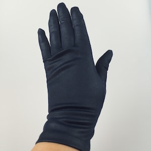 Keeping Up Appearances - Vintage 1950s 1960s Hansen Navy Blue Faux Leather Fabric Gloves - 6 1/2