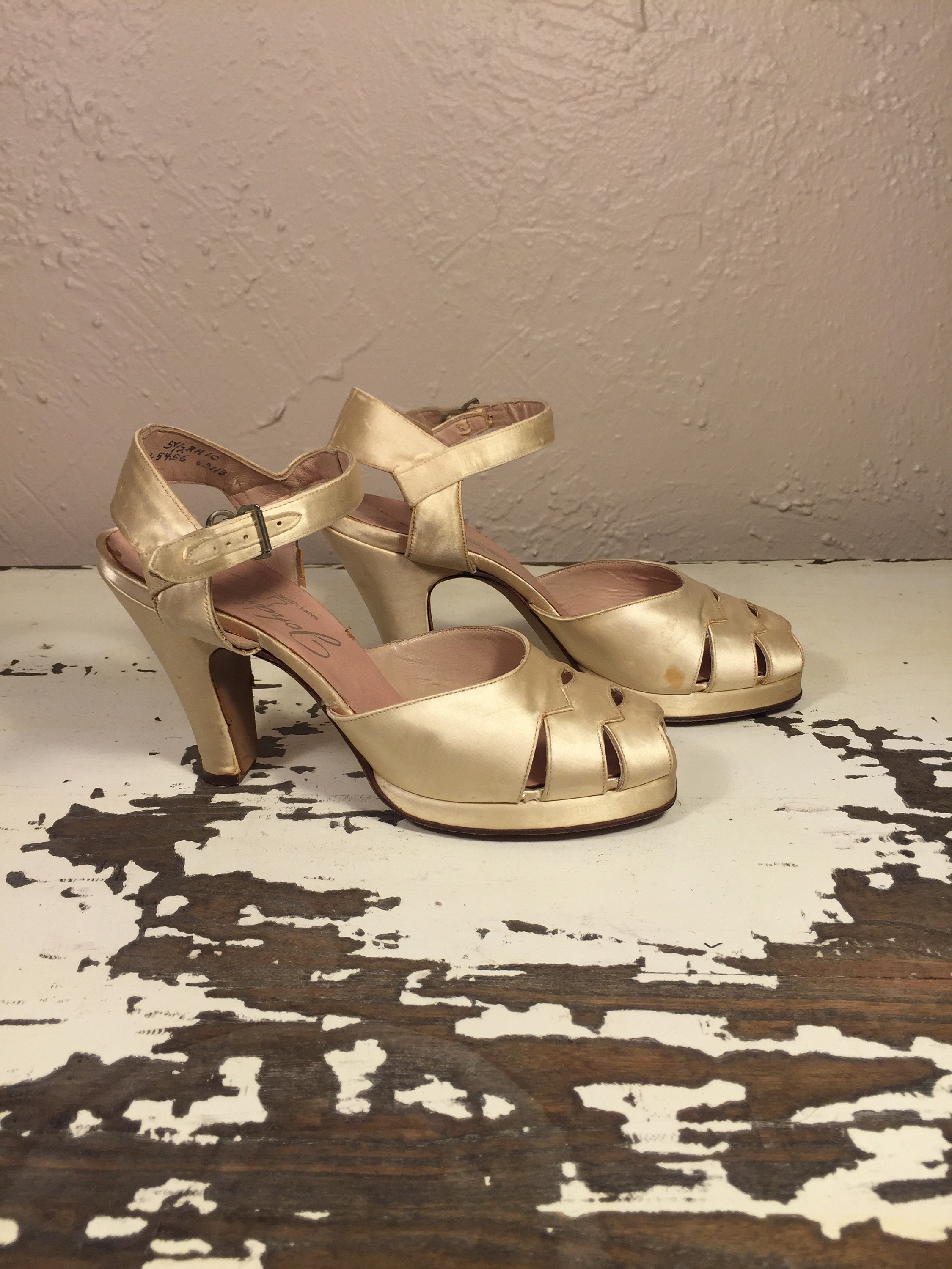 1930s 1940s Style Sandals 30s Black Vintage Walking Shoes With