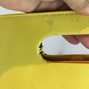 It Was Hers and Hers Alone Vintage 1960s Canary Yellow Faux Leather Clutch Handbag Purse image 6