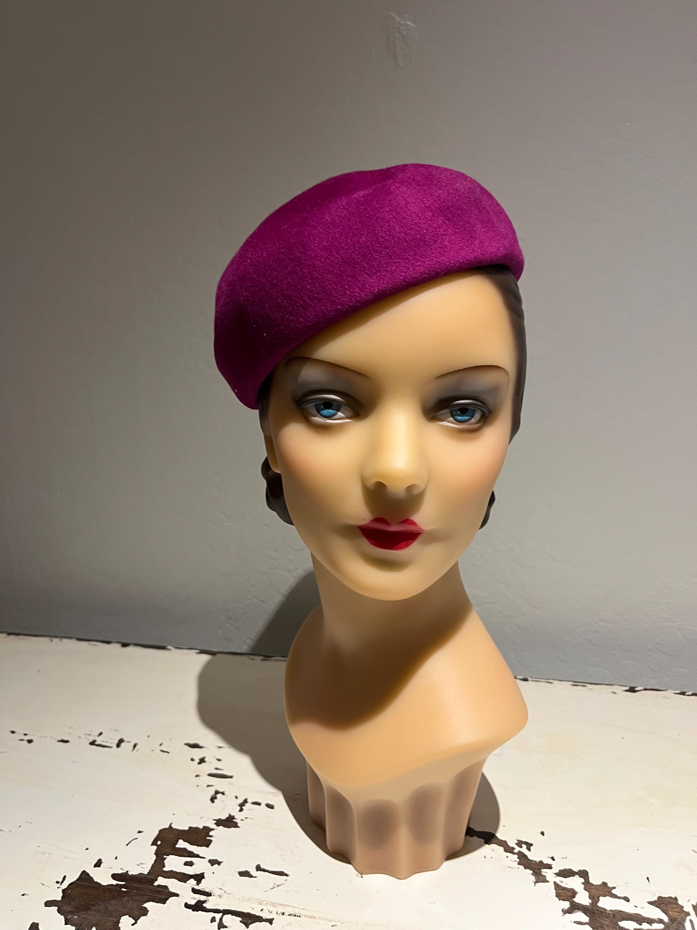 Mini Beret Sophisticated College - Vintage 1940s Magenta Wool Mini Beret Hat - Etsy