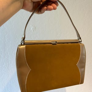 Muted For Yourweisse - Vintage 1950er 1960er Jahre Muted Gold Kunstleder Vinyl Handtasche