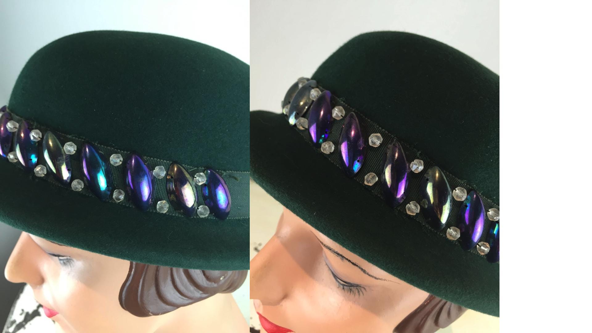 Three Gals Hat Lot #3 - Vintage 1950s Lot of 3 Hats Black  display picture 3