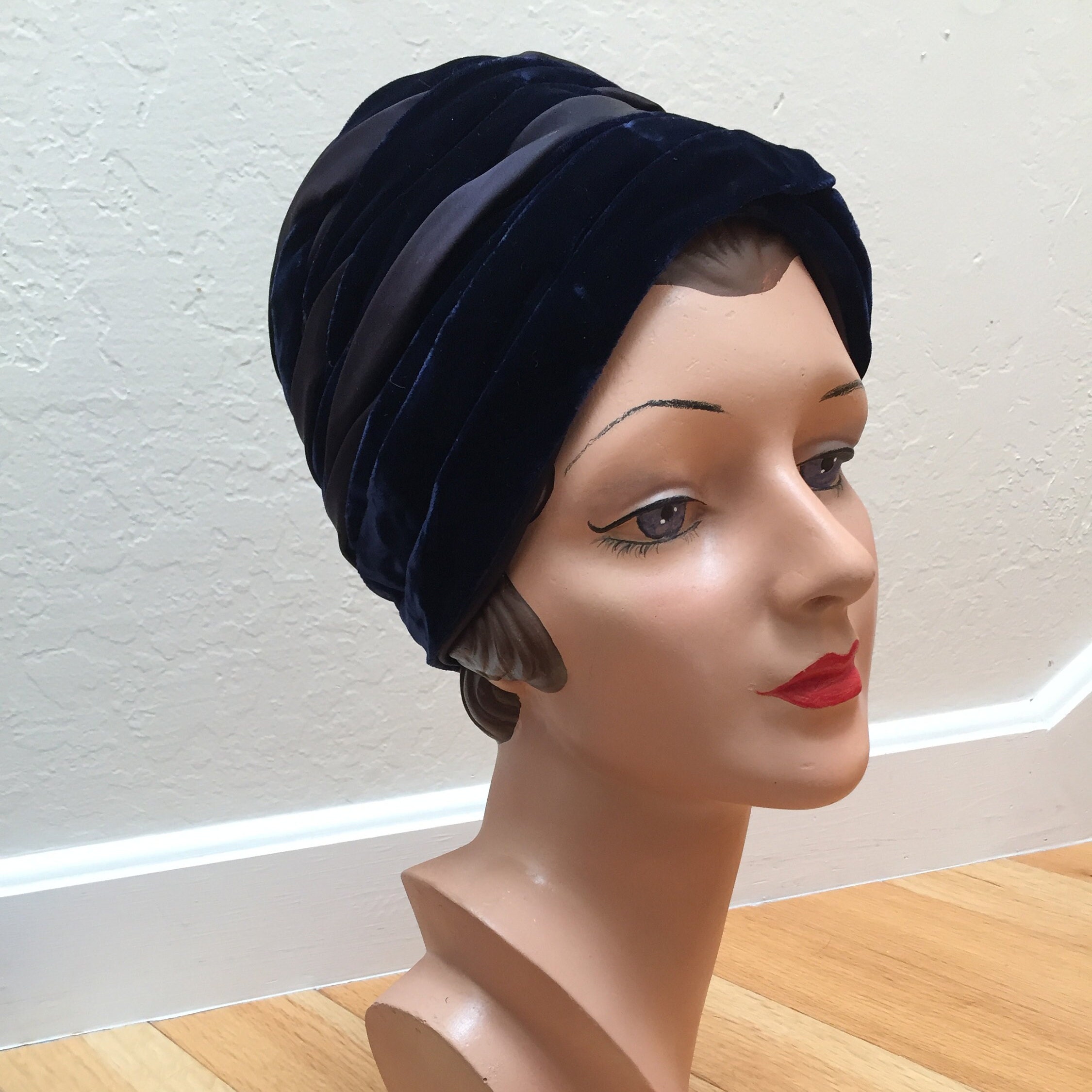 The Line up Complete... - Vintage 1960s Dark Navy Blue Satin  display picture 1