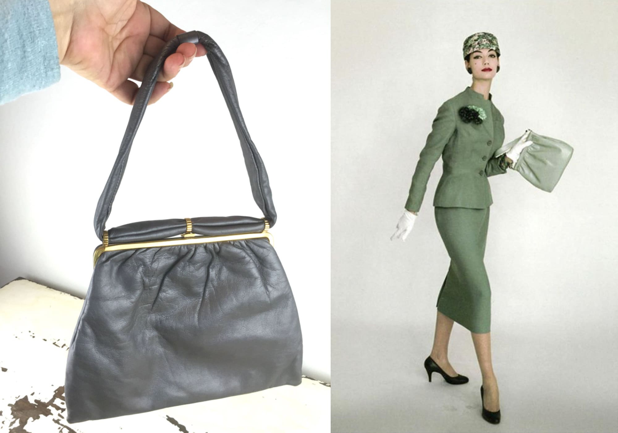Vintage Jane Shilton Blue Clutch Bag Gold Hobo Antique Leather Boho VGC  1940's | eBay