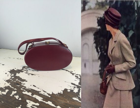 Secretly She Strolled - Vintage 1950s Burgundy Wi… - image 2