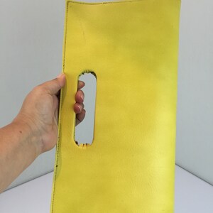 It Was Hers and Hers Alone Vintage 1960s Canary Yellow Faux Leather Clutch Handbag Purse image 3