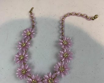 Lavender Choices - Vintage 1950s Lilac Floral Soft Plastic Earrings & Necklace Set