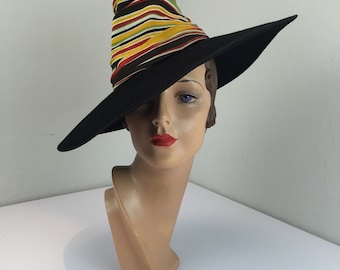 In the Prime of Life - Vintage 1930s Prime Colour Massive Wide Brim Peak Hat - Rare - Museum Quality