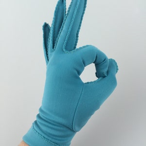 Now That She Had Thought About It.... - Vintage 1950s NOS Cerulean Blue Nylon Short Gloves - 6 1/2 to 7